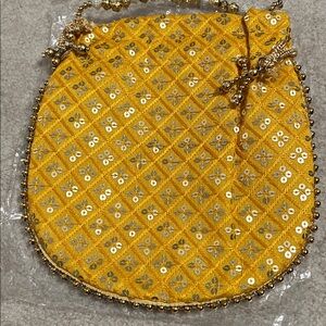 Embellished Yellow Evening Potli Bag